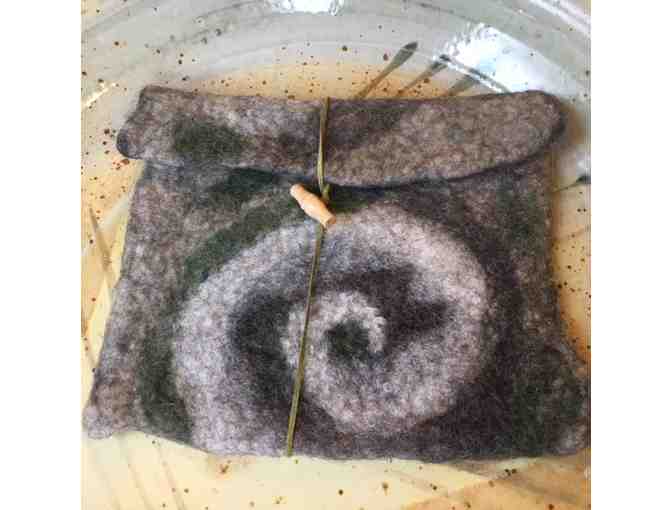 Felted Wool Clutch With Leather Wrap Around - Photo 1
