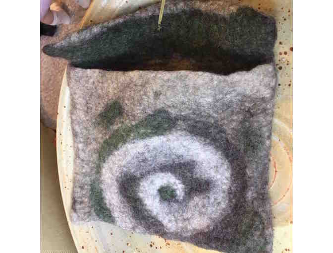 Felted Wool Clutch With Leather Wrap Around - Photo 2