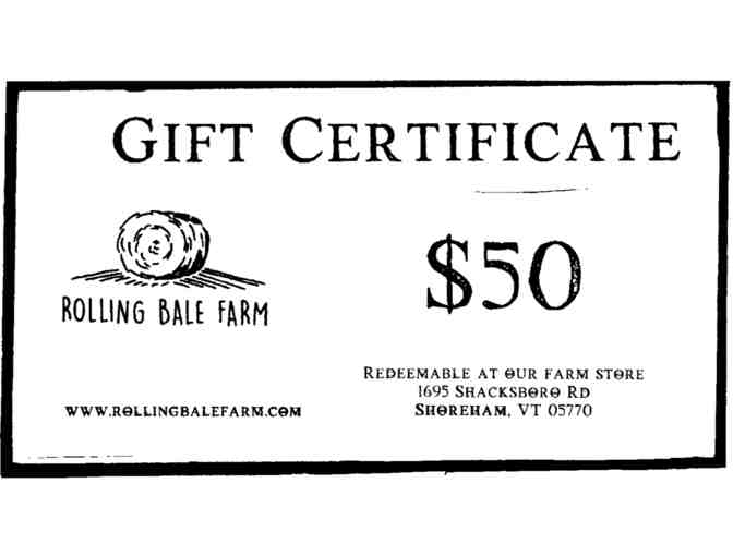 $50 Gift Card to Rolling Bale Farm