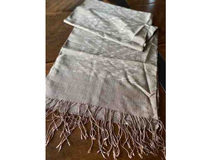 Asian Silk Scarf- Sand Color with Diamond Pattern