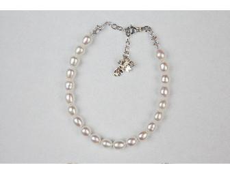 Cherry Blossom Sterling Earrings and Pearl Bracelet Set
