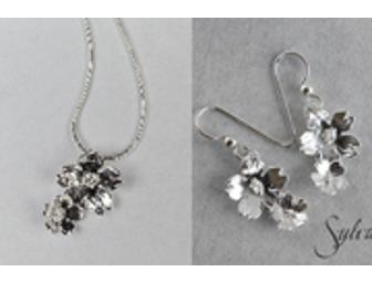 Cherry Blossom Sterling Earrings and Necklace Set