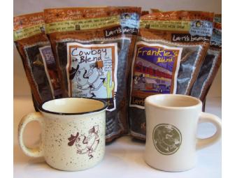 12 Pounds of Larry's Beans Coffee and 2 Mugs