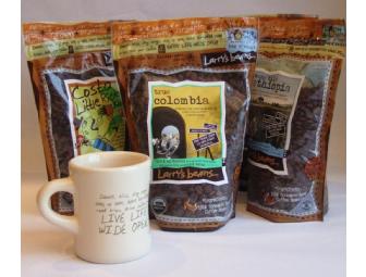 6 Pounds of Larry's Beans Coffee and Cafe Mug