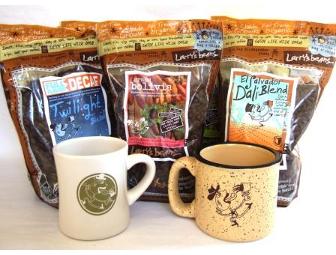 8 Pounds of Larry's Beans Coffee and 2 Mugs
