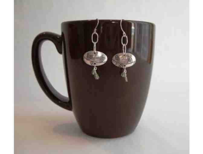 Handmade Silver Earrings with Peridot Accent Beads