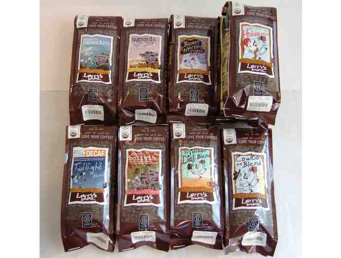 Nine Bags of Larry's Beans Coffee and Two Mugs #1