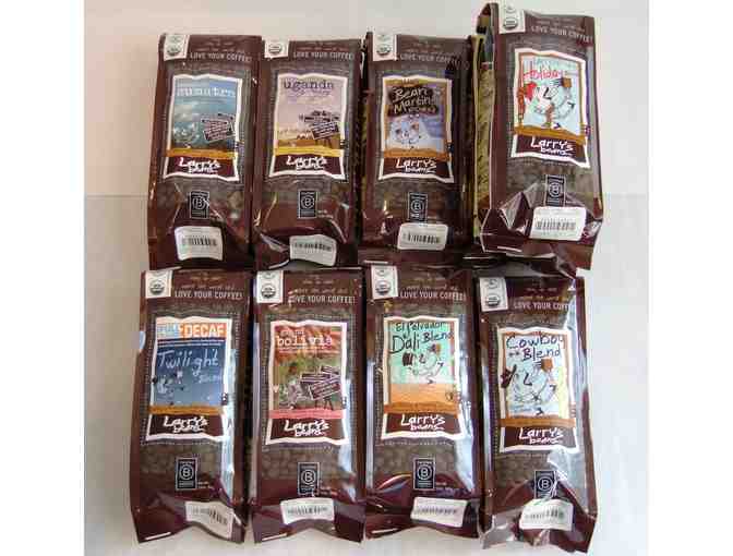 Nine Bags of Larry's Beans Coffee and Two Mugs #3