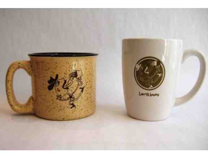 Nine Bags of Larry's Beans Coffee and Two Mugs #3