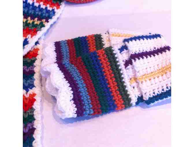 Hand Crocheted Scarf, Hat, and Wristlets