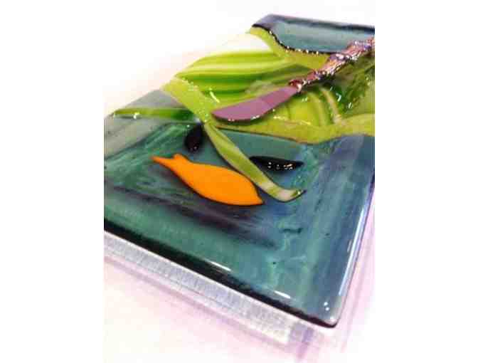 Glass Serving Tray (Green with Fish)