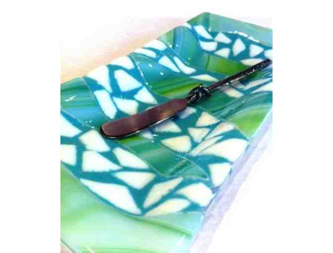 Glass Serving Tray (Light Blue)
