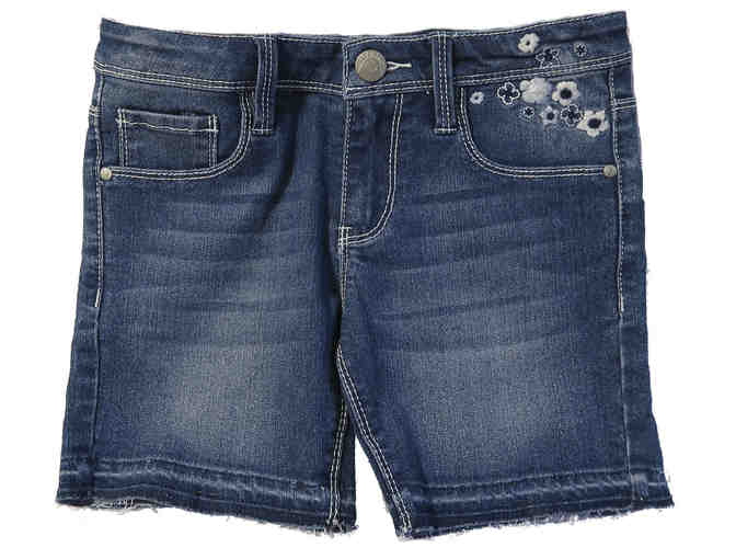 Blue Spice - Girl's Denim Shorts w/ White Flower Embroidery Size 10 (Denim #4) - Photo 1