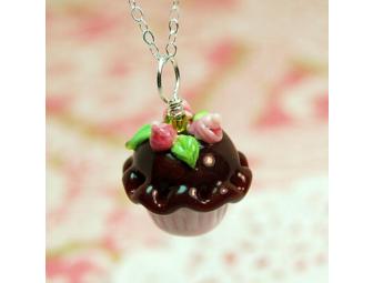 Chocolate & Pink Lampwork Cupcake Necklace