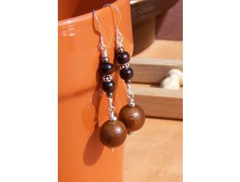 Sterling Silver & Wood Earrings