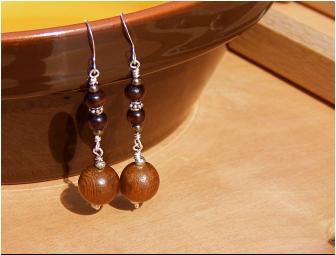 Sterling Silver & Wood Earrings