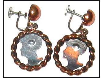 Art Deco Moderne Copper Athena Goddess Earrings
