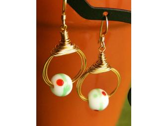 Gold Filled, Brass & Glass Earrings