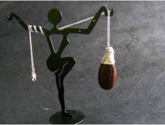 Sterling Silver & Wood Teardrop Necklace