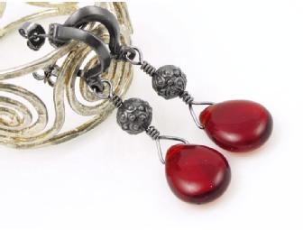 Gunmetal & Red Christmas Earrings