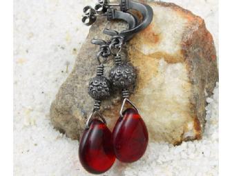 Gunmetal & Red Christmas Earrings