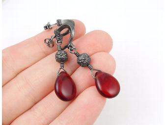 Gunmetal & Red Christmas Earrings