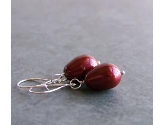Earrings - Wine Pearls, Sterling Silver