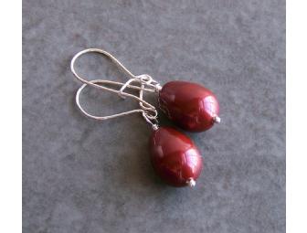 Earrings - Wine Pearls, Sterling Silver