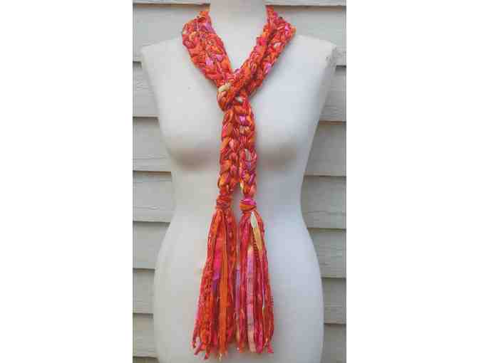 Orange with Pink Handmade Crochet Rope Scarf