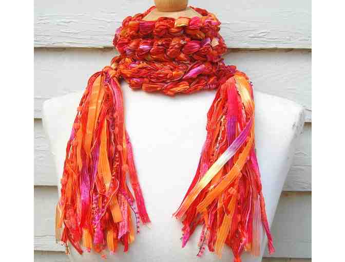 Orange with Pink Handmade Crochet Rope Scarf