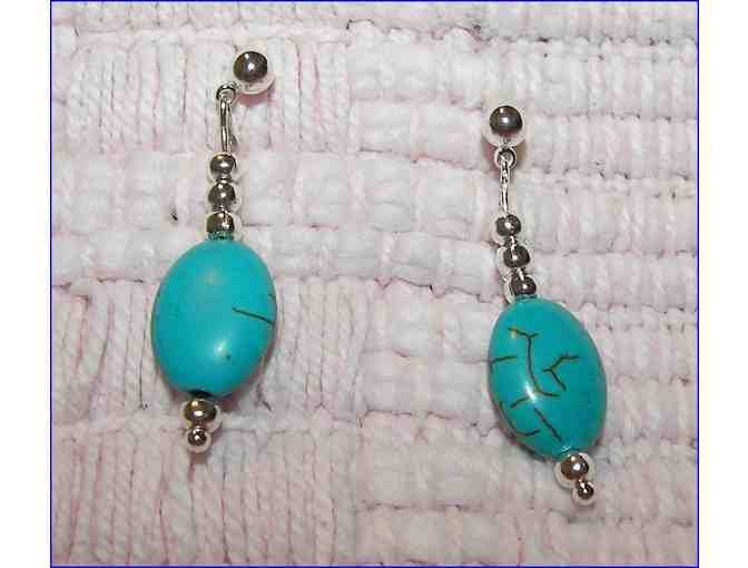 Turquoise Glass Bead Necklace & Earring Set