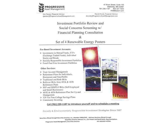 Investment Portfolio Review, Social Concerns Screening, and Financial Planning