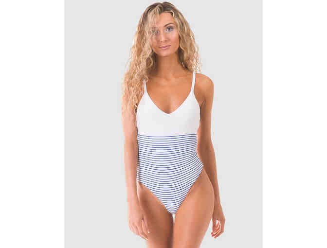 RH swimwear Colourblock One Piece in White/Blue Stripe