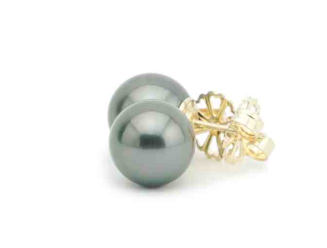 Dark Green 10mm Kamoka Tahitian Pearl Stud Earrings