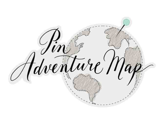 World push pin travel map on canvas