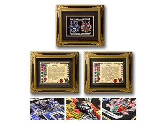 Gems of History: Embroidered Coat of Arms Marriage Package Framed