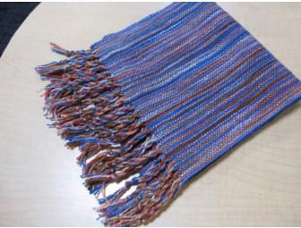 Hand-woven Scarf: Blue Silk/Camel Hair Blend