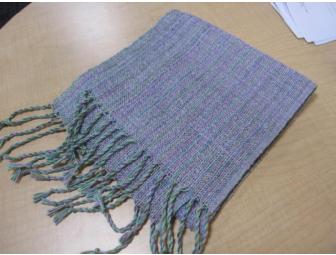Hand-woven Scarf: Lavender & Lime Green Silk Blend
