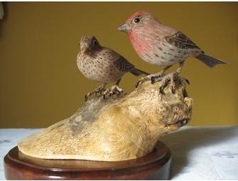 Hand Carved Finches by Wood Carver Roy Griffith