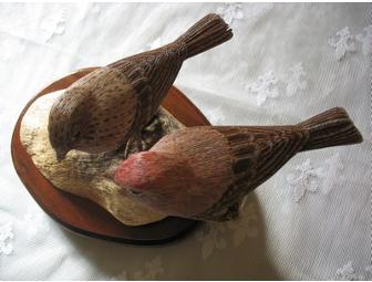 Hand Carved Finches by Wood Carver Roy Griffith