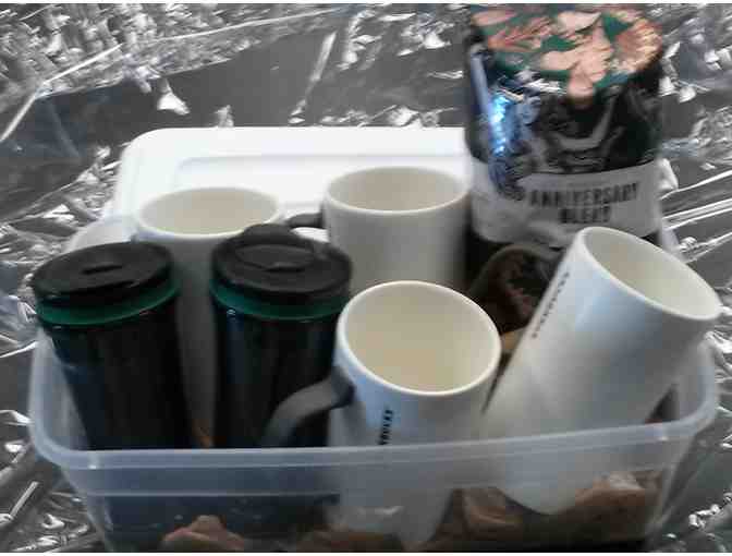 Starbucks Gift Basket - 4 Coffee Mugs, 2 Tumblers, and a bag of Anniversary Blend.
