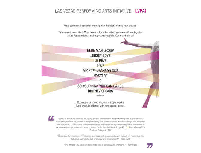 Las Vegas Performing Arts Initiative: Summer Camp Week 1: June 11-15