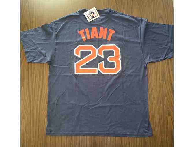 Red Sox #23 Luis Tiant Signed Blue T-shirt (Size 2x)