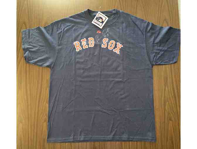 Red Sox #23 Luis Tiant Signed Blue T-shirt (Size 2x)