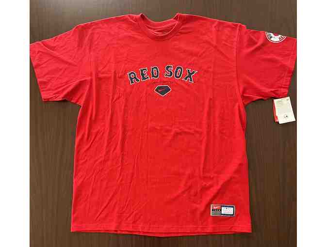 Red Sox #49 Tim Wakefield Signed Red T-shirt (Size XL)