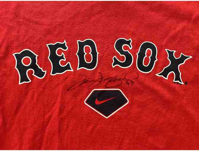 Red Sox #49 Tim Wakefield Signed Red T-shirt (Size XL)