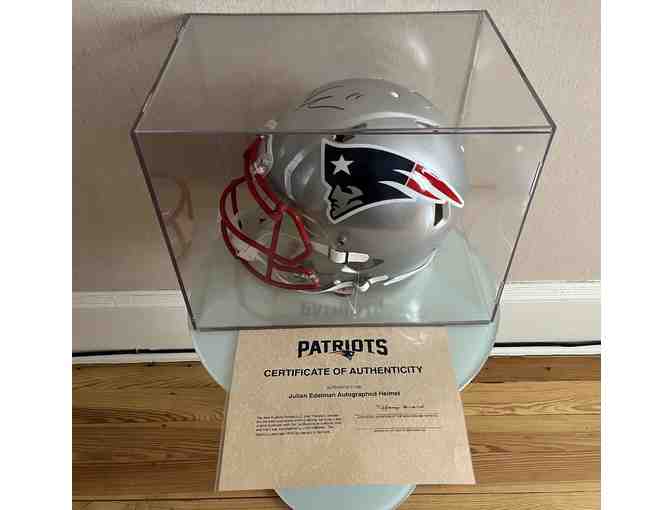 Patriots #11 Julian Edelman Signed Helmet in case with Certificate of Authenticity