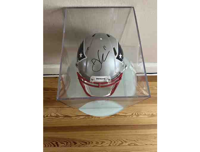 Patriots #11 Julian Edelman Signed Helmet in case with Certificate of Authenticity