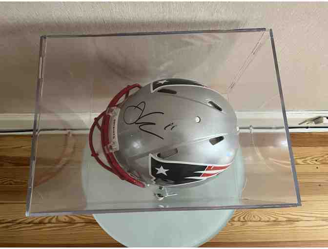 Patriots #11 Julian Edelman Signed Helmet in case with Certificate of Authenticity