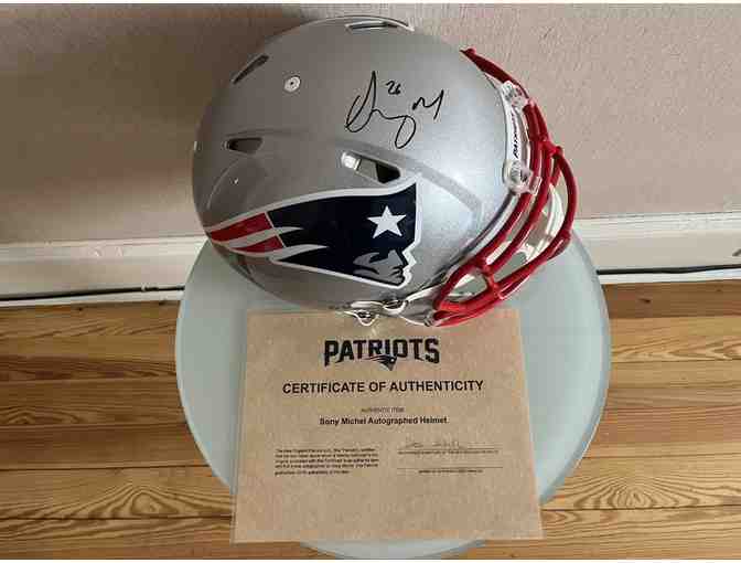 Patriots #28 Sony Michel Signed Helmet with Certificate of Authenticity